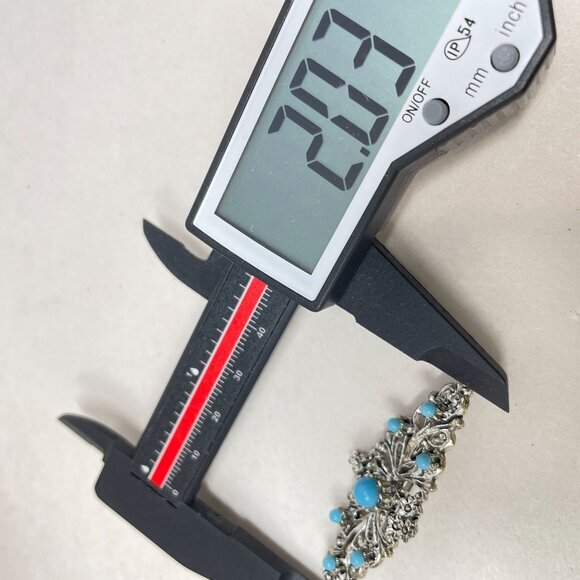 Gerrys Vintage‎ Bar Brooch Silver-Tone Turquoise Blue Classic Retro - Picture 7 of 8